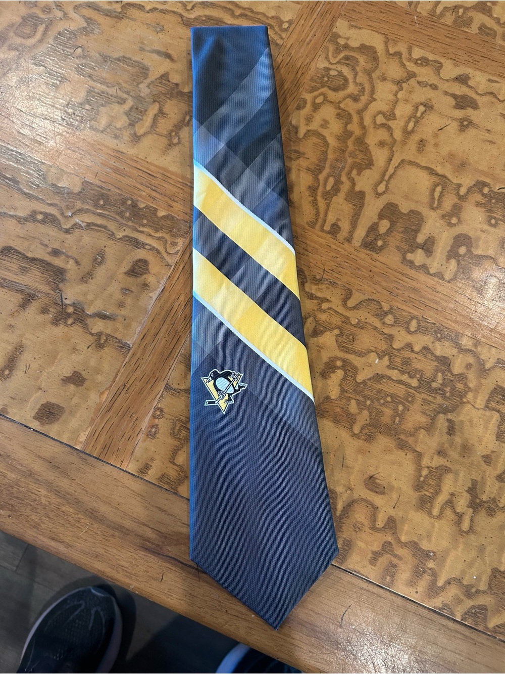 NHL Navy and Yellow Diagonal Stripe Men's Tie